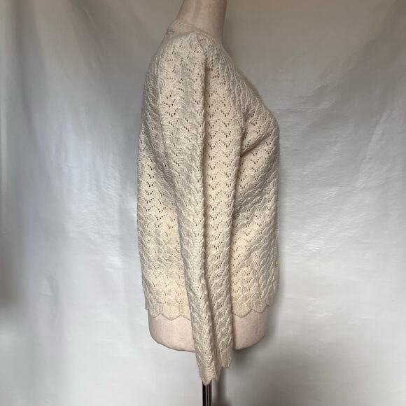 Vitg 80s Pointelle Knit Cardigan Women Sz S Cottagecore Coquette Wintuk Scallop - Picture 4 of 10